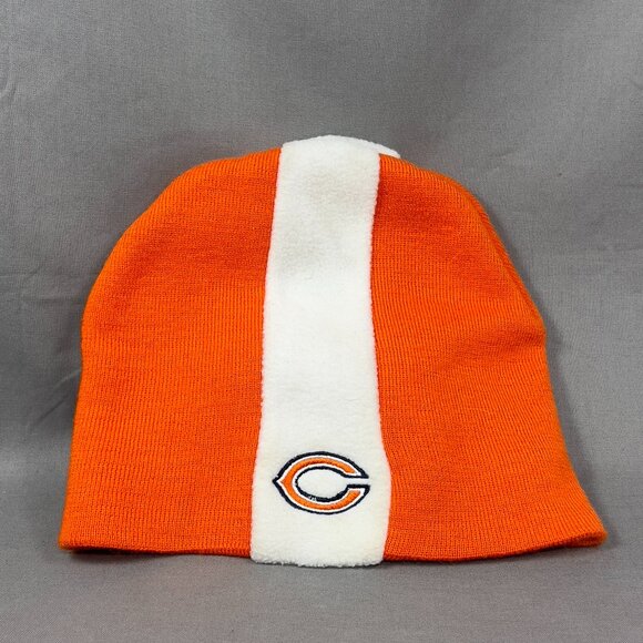 Chicago Bears NFL Beanie Skull Cap Hat Reebok Orange Ski Knit Winter Stripe Mens - Picture 5 of 14